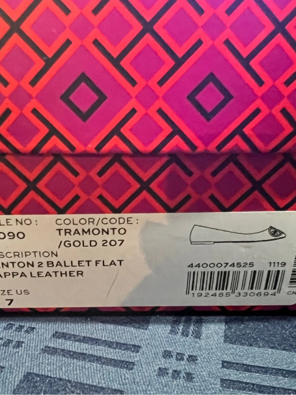 Tory Burch Benton 2 Coral Pink Tramonto Nappa Leather Logo Ballet Flats